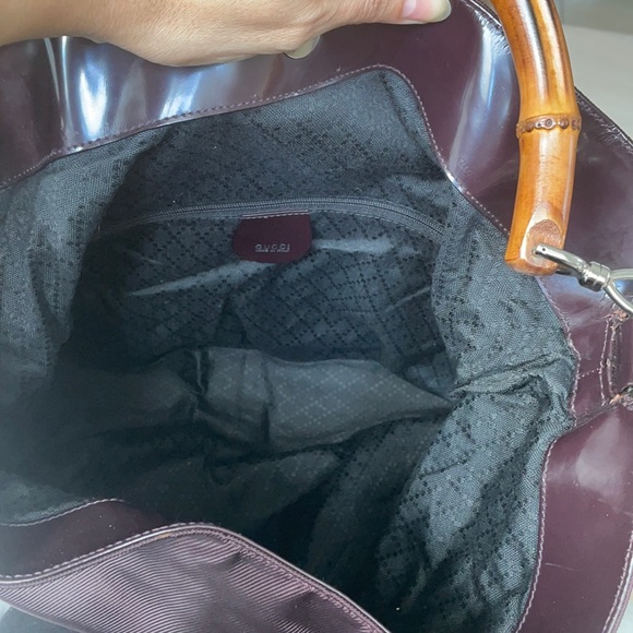 Gucci Bamboo Handle 2way Shoulder bag /Dark Brown/ Nylon hobo - Picture 12 of 14